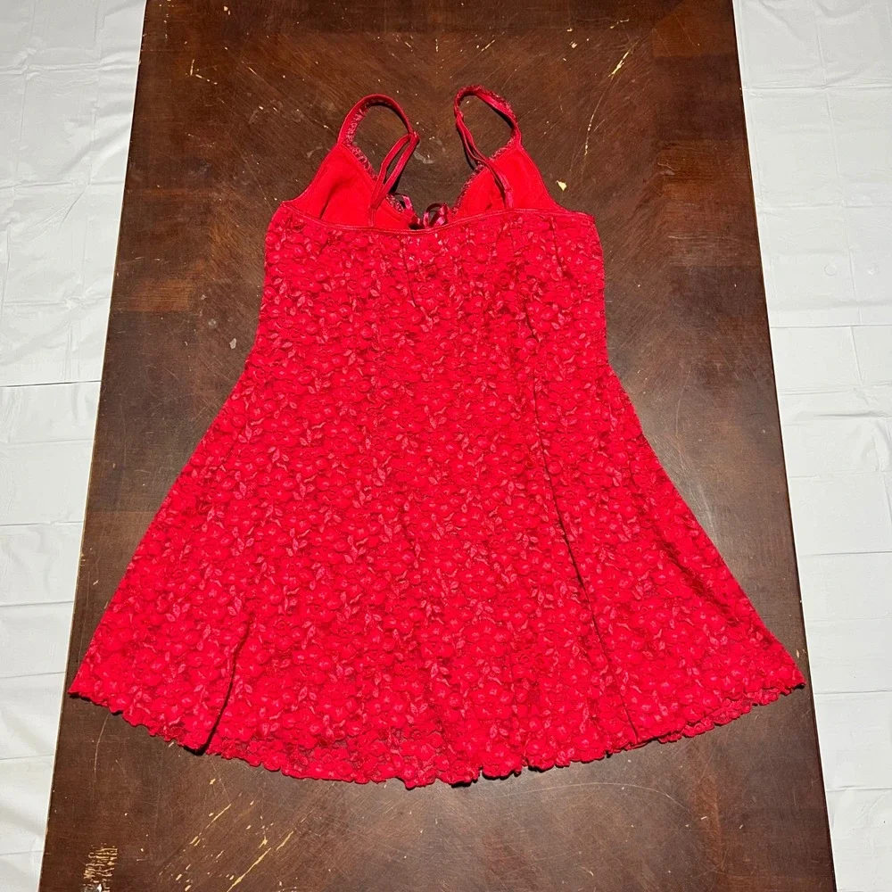 Etonne by Sarah Richards Red Floral Lace Underwire Chemise Nightgown Large